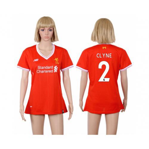 Women's Liverpool #2 Clyne Red Home Soccer Club Jersey - Click Image to Close